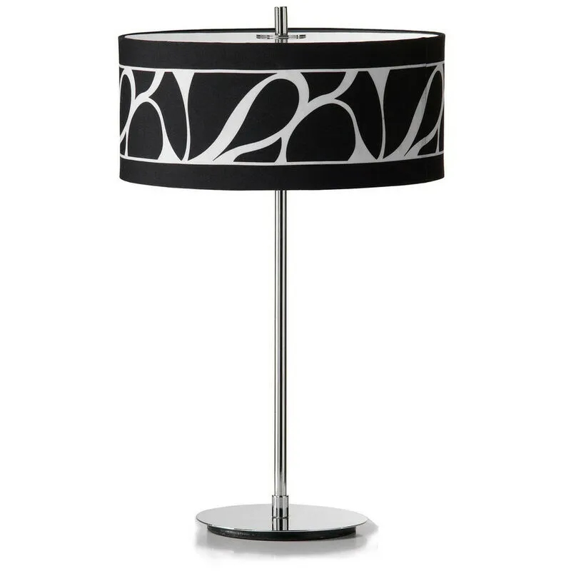 Inspired Mantra Manhattan Lampada da tavolo 2 luci L1/SGU10, cromo lucido/vetro smerigliato con paralume fantasia nero, lampade cfl incluse