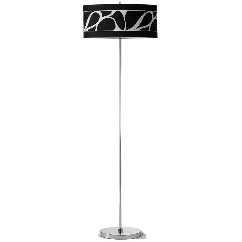 Inspired Mantra Manhattan Lampada da Terra 3 Luci L1/SGU10, Cromo Lucido/Vetro Smerigliato Con Paralume Fantasia Nero, Lampade cfl incluse