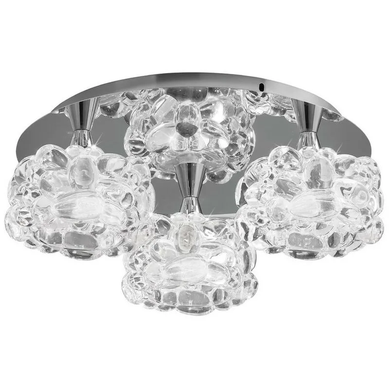 Diyas - Inspired Mantra - O2 - Flush Cluster Soffitto 3 Luci G9 Small, Cromo Lucido