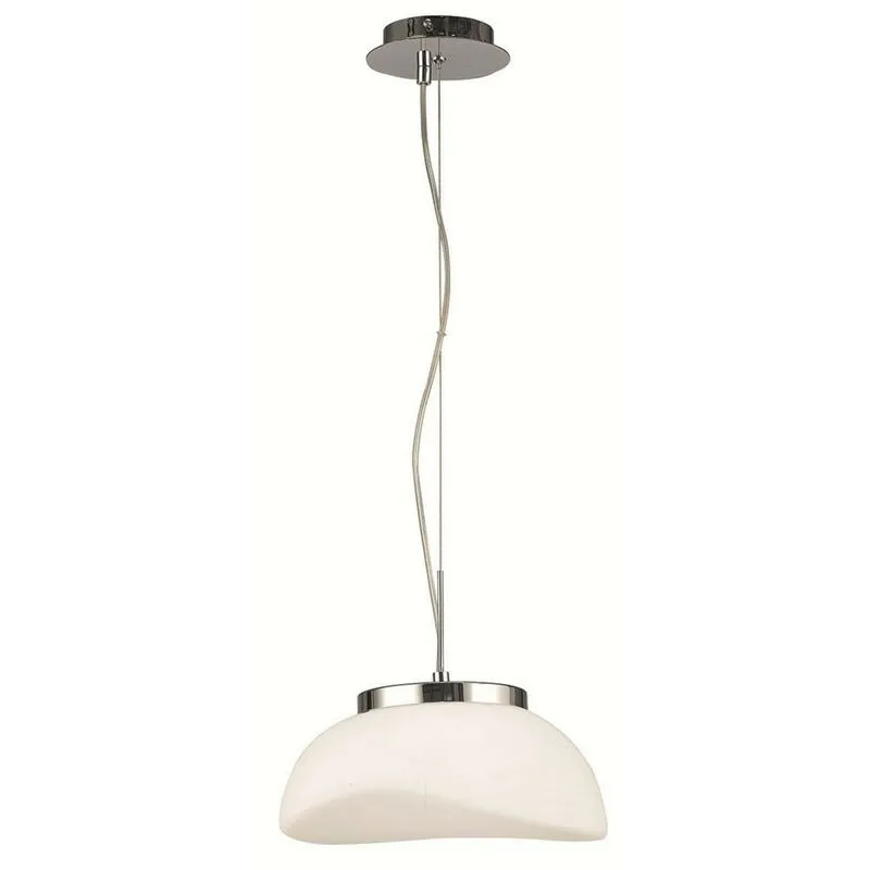 Diyas - Inspired Mantra - Opal - Sospensione a Soffitto 1 Luce E27, Cromo Lucido, Vetro Bianco Satinato