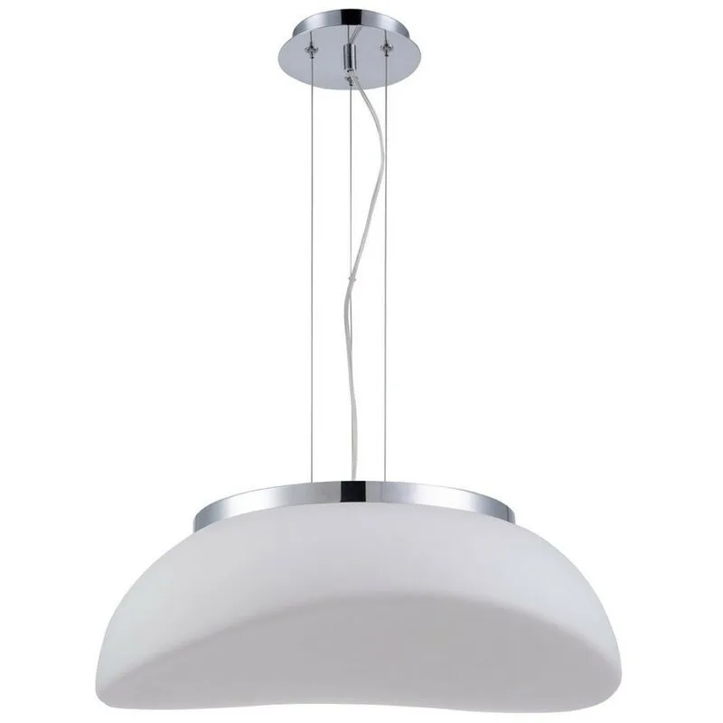 Diyas - Inspired Mantra - Opal - Sospensione a soffitto 3 luci E27, cromo lucido, vetro bianco satinato