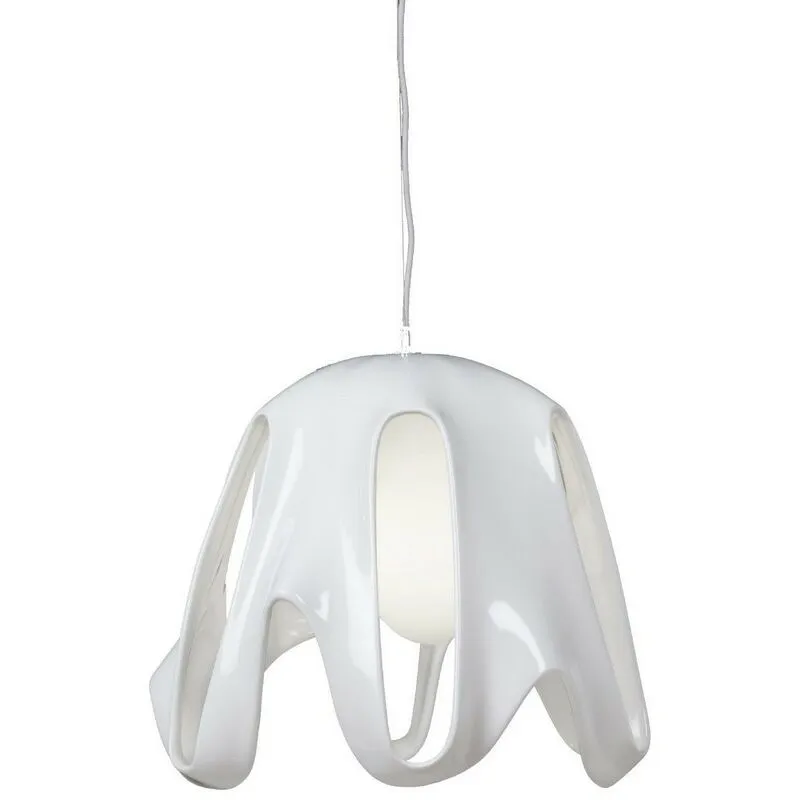 Diyas - Inspired Mantra - Phantom - Plafoniera Dome E27, Bianco Lucido, Vetro Bianco Satinato, Cromo Lucido