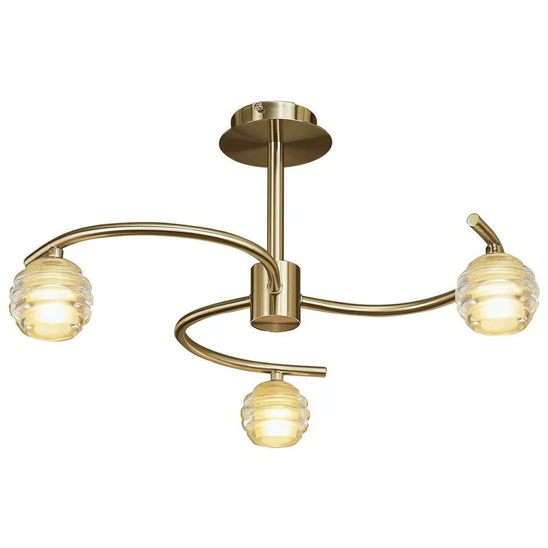 Diyas - Inspired Mantra Sphere Semi Incasso 3 Luci G9, Ottone Anticato