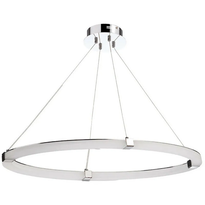 Diyas - Inspired Mantra Taccia Lampada a sospensione Taccía 28W led ovale 3000K, 2500lm, cromo lucido/acrilico satinato, 3 anni di garanzia