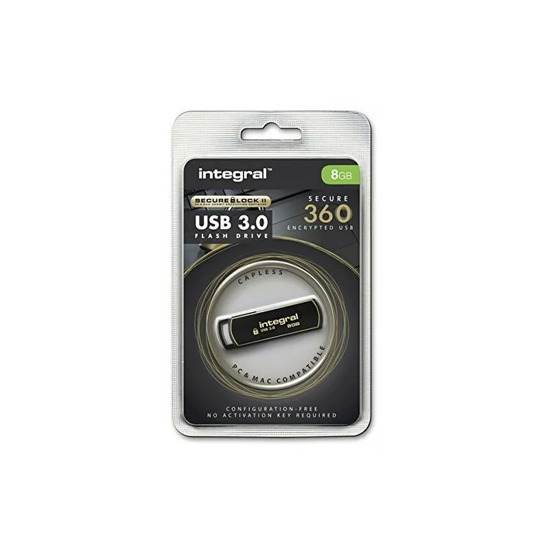  - 8GB Secure 360 Encrypted usb 3.0 unità flash usb usb tipo a 3.2 Gen 1 (3.1 Gen 1) Nero, Oro