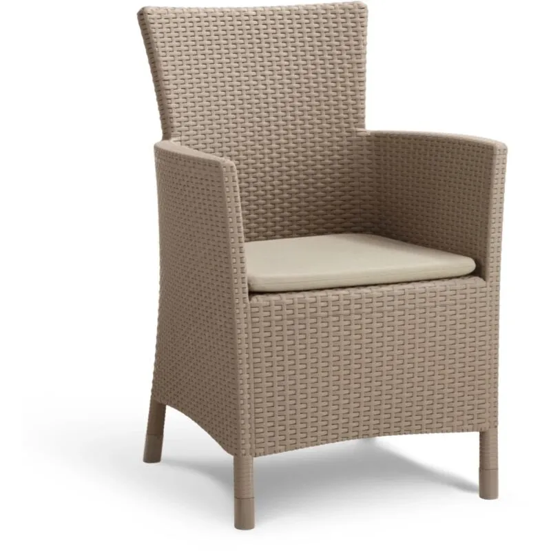 Poltrona da giardino 'iowa dining chair' con cuscino colore cappuccino, 89x60x62 cm - keter