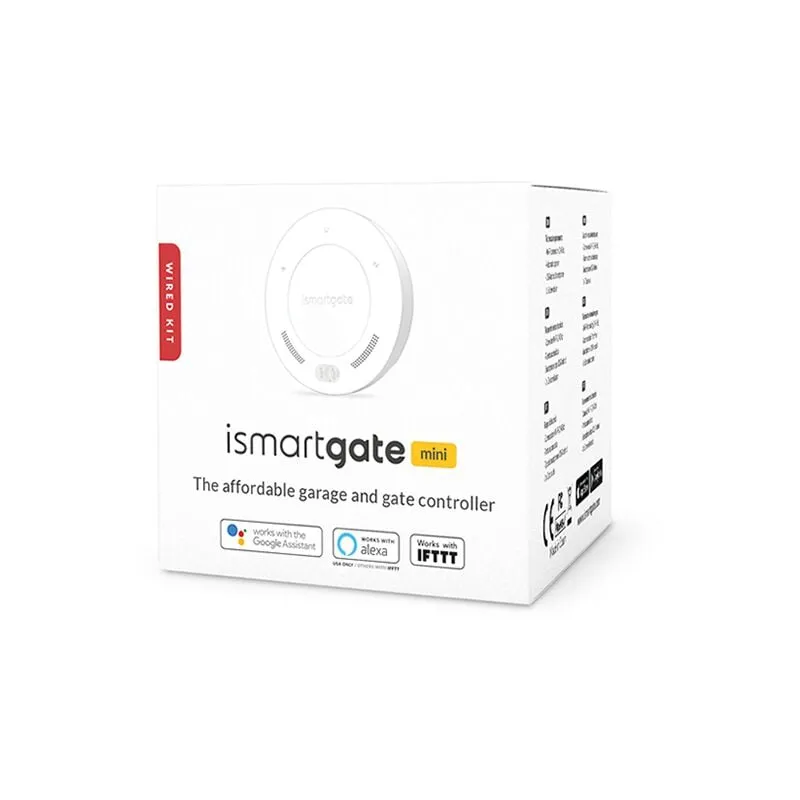 Mini kit compatibile con Google Home, Amazon Alexa, iFTTT, Free Remote Access and Alerts, No Additional Fees (Wired Sensor) - Ismartgate