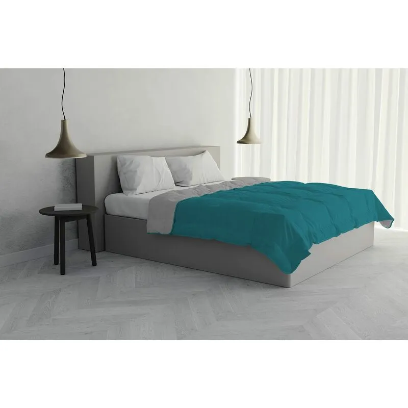 Piumino Estivo, Microfibra, Ottanio/Grigio Chiaro, 2 Posti - Italian Bed Linen