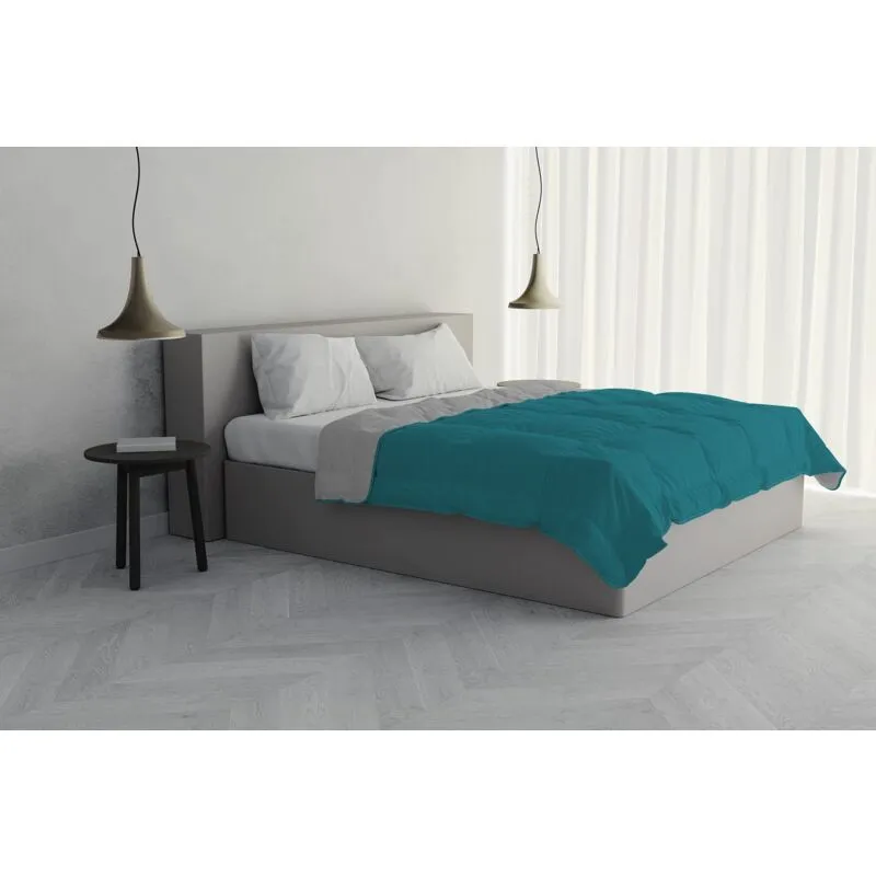 Italian Bed Linen - Piumino Estivo, Microfibra, Ottanio/Grigio Chiaro, 2 Posti