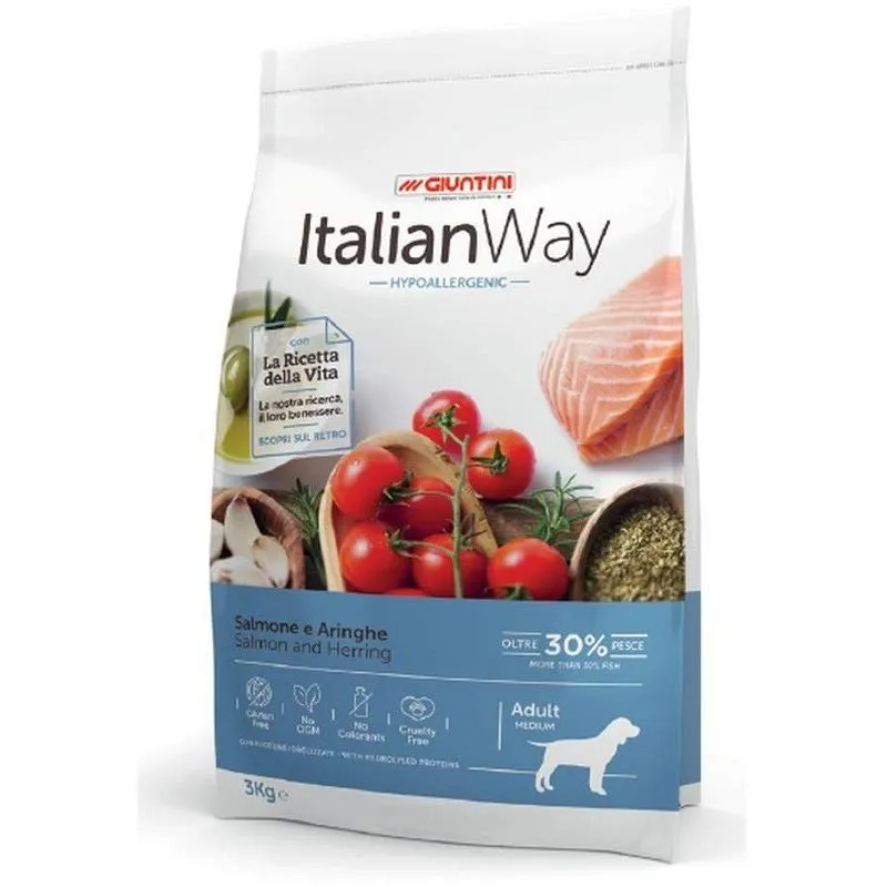 Italian Way per Cane Adult Medium Maxi Hypoallergenic con Salmone e Aringhe da 3 kg