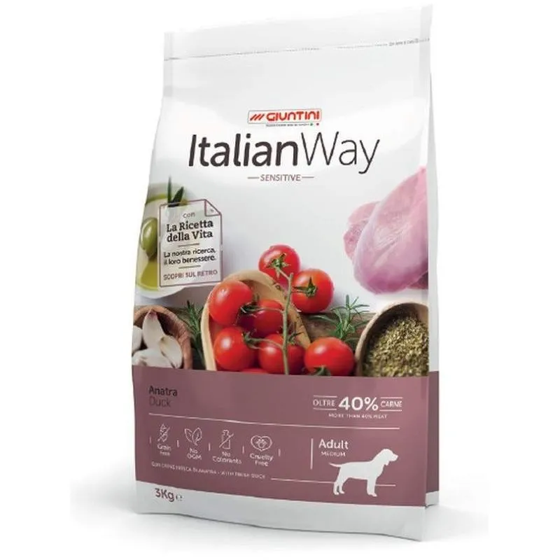 Italianway - Italian Way per Cane Adult Medium Maxi Sensitive con Anatra da 3 kg