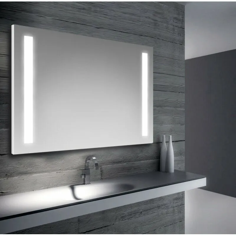 Specchio bagno retroilluminato a led con doppia strip 100x70 cm Specchio con antifog e sfioro