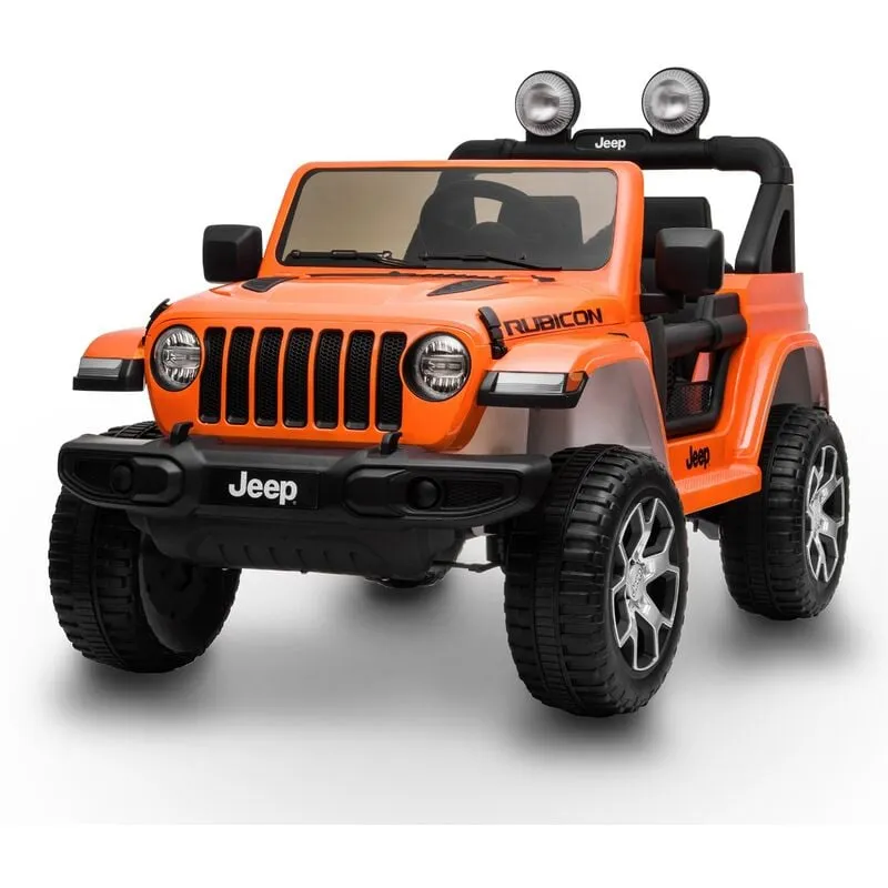 Playkin - jeep wrangler rubicon Auto a batteria 12V per bambini, licenza ufficiale, telecomando, luci e suoni.