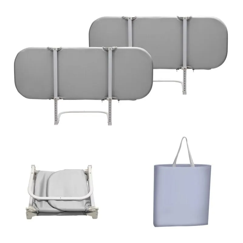 Barriera per lettino pieghevole 120 x 45 cm con cinghie di sicurezza, recinzione di protezione per bambini, (grigio) - Jopassy