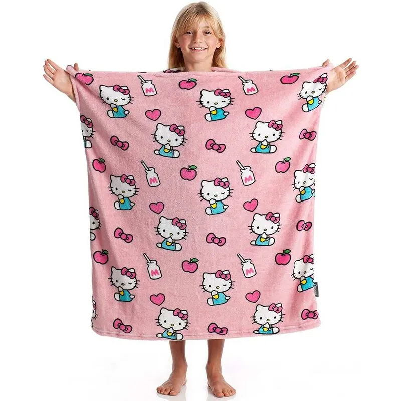 Coperta Plaid con Maniche Kanguru Momonga Pile Fantasia Hello Kitty 80x90 Bambin