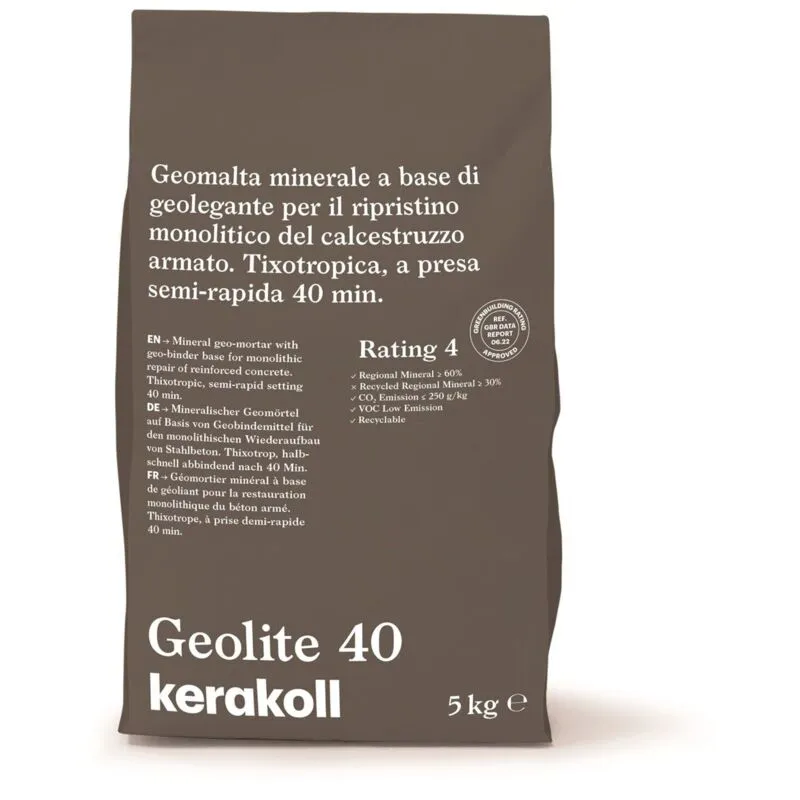 Geolite 40 malta ripristino rasatura protezione calcestruzzo 5KG - Kerakoll