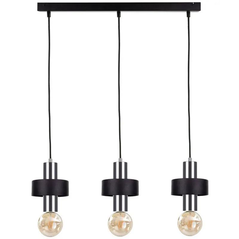 1054 Plafoniera Unica Bar Sospensione Nero, Argento, 60cm, 3x E27 - Keter Lighting