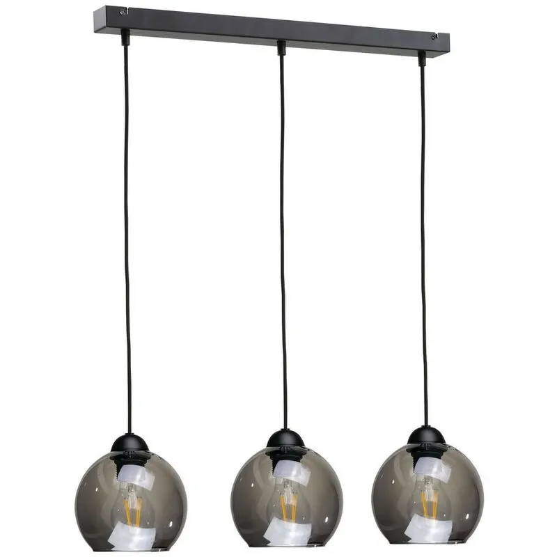 Keter Lighting - 1319 Lampada da soffitto a sospensione Yuno Bar nera, 60 cm, 3x E27