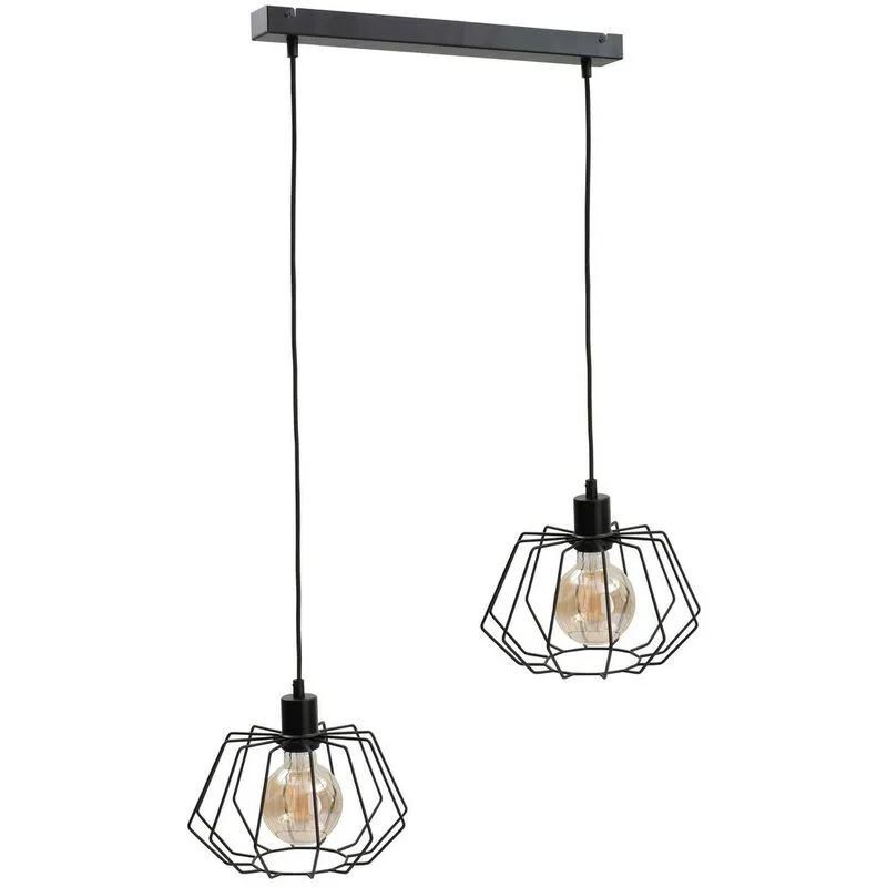 Keter Lighting - 474 Lampada da soffitto a sospensione Luna Bar nera, 53 cm, 2x E27