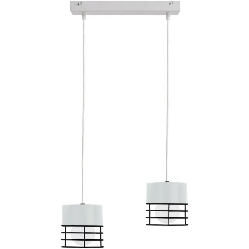 Keter Lighting - 787 Lampada da soffitto a sospensione Ohio Bar bianca, nera, 50 cm, 2x E27
