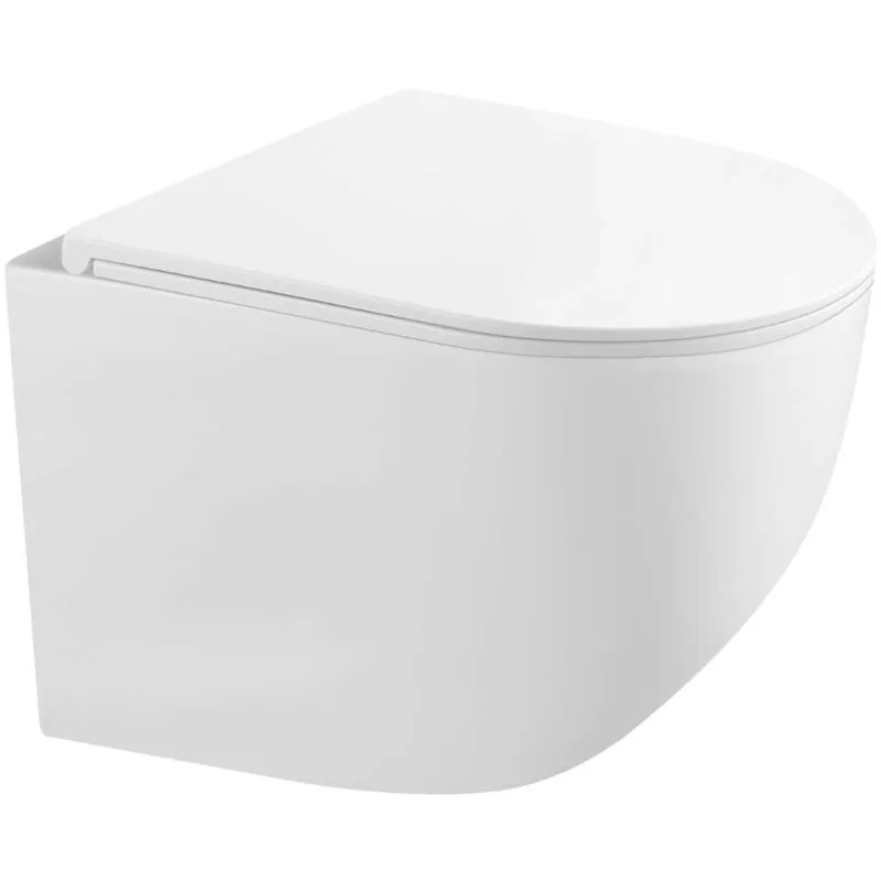 Kielle - Gaia - wc sospeso compatto con copriwater SoftClose, Rimless, bianco 30115003