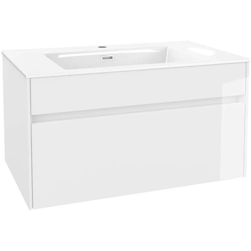 Nefia - Mobiletto con lavabo 80 cm, bianco lucido 50027S800 - Kielle