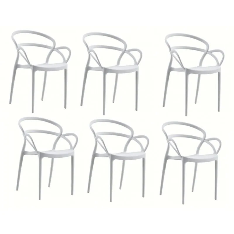 Kit 6 sedie polipropilene bar ristorante sedia interno esterno giardin bianco 450