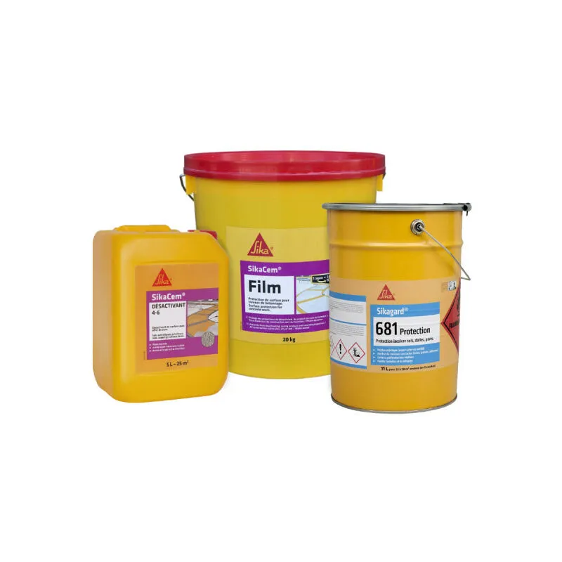 Kit calcestruzzo disattivato Sika 25m² - Protettore di superficie 20kg - Disattivatore 5L - Protezione incolore per pav