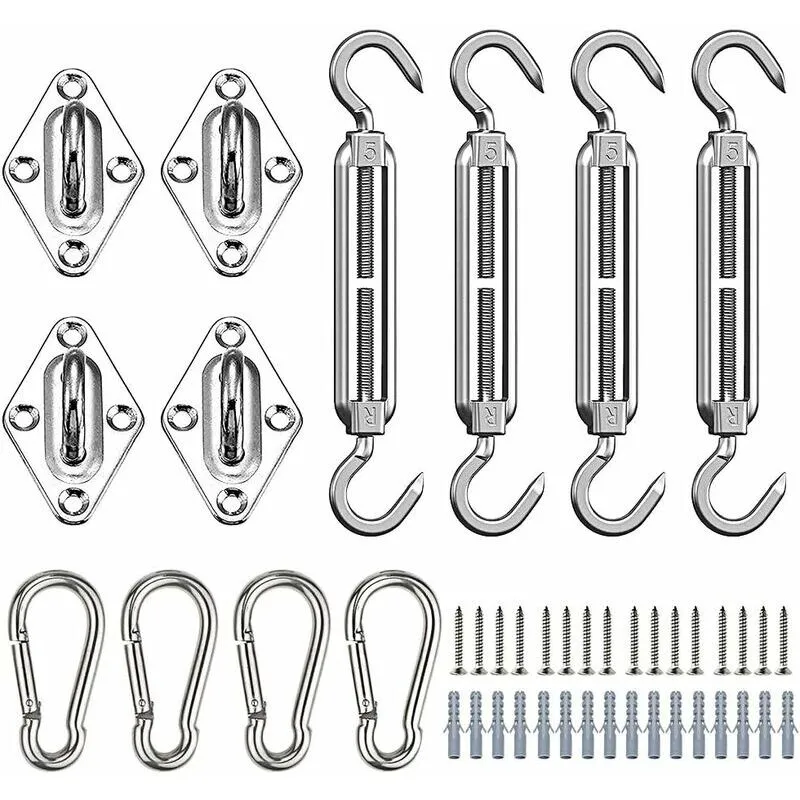 Kit di fissaggio per vela parasole, kit hardware per parasole in acciaio inossidabile 304 Triangolo rettangolare e quadrato-M5