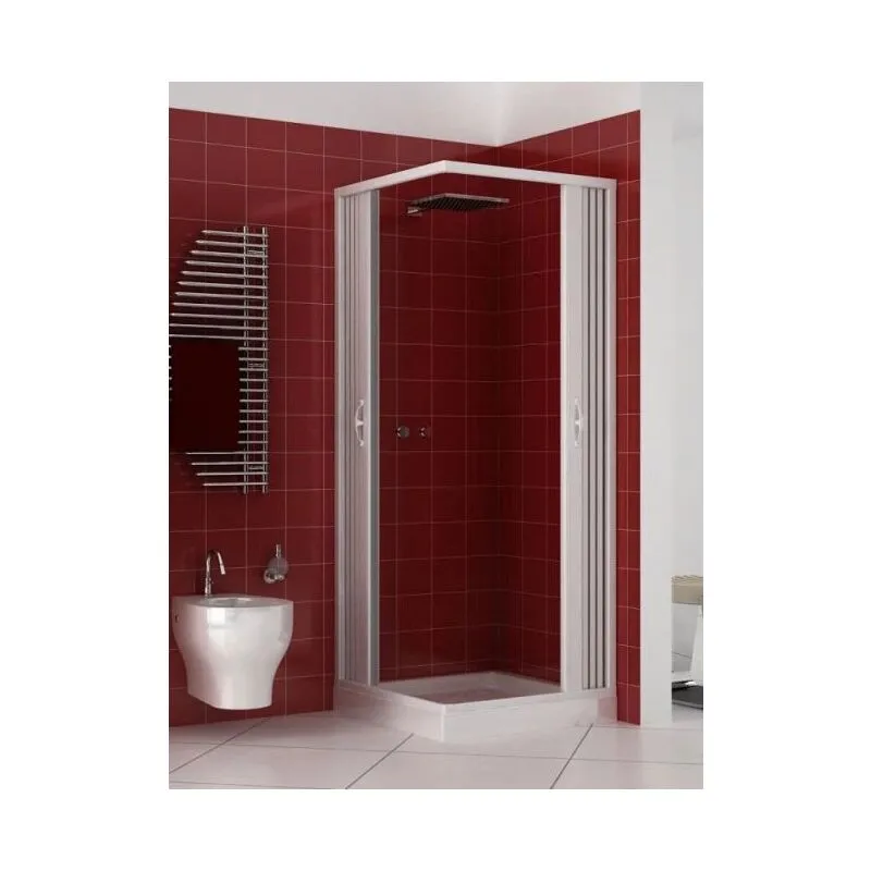 Kit Fai da Te Box Doccia in pvc a Soffietto 2 Lati Apertura Scorrevole Angolare Simply 70 x 70 x h185 cm