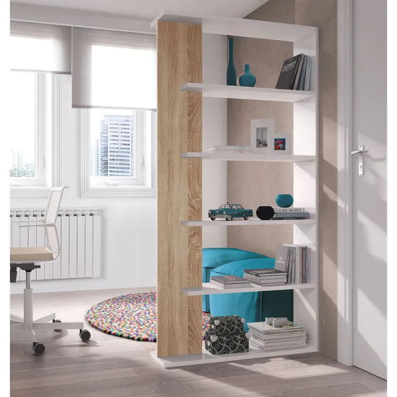 Kit Libreria Alida 90x25xh180 Bianco Rovere