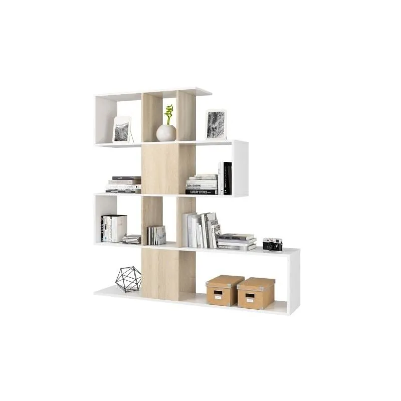 Mobimarket - kit libreria zig zag 145X28X145 bianco canadian