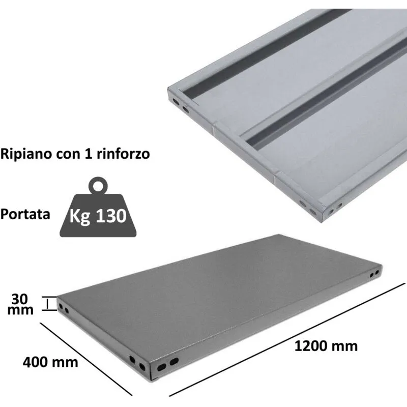 Bricolife - scaffalatura in metallo componibile varie misure e portate tipo pesante con rinforzo - ripiano 40x120 cm