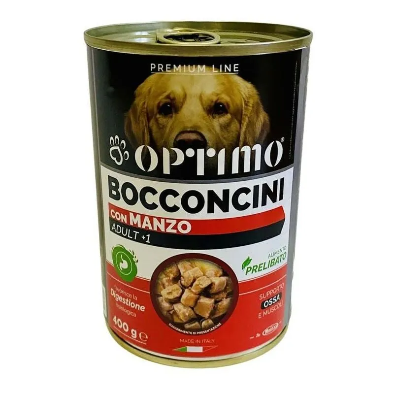 Optimo - kit set 6 pz bocconcini per cane al gusto manzo da 400 gr