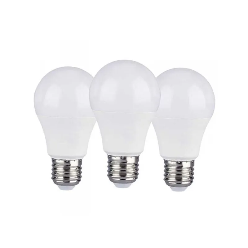 3 pz Lampada Led E27 A60 9W Bianco Freddo 6400K Bulbo Sfera 806 Lumen SKU-7242