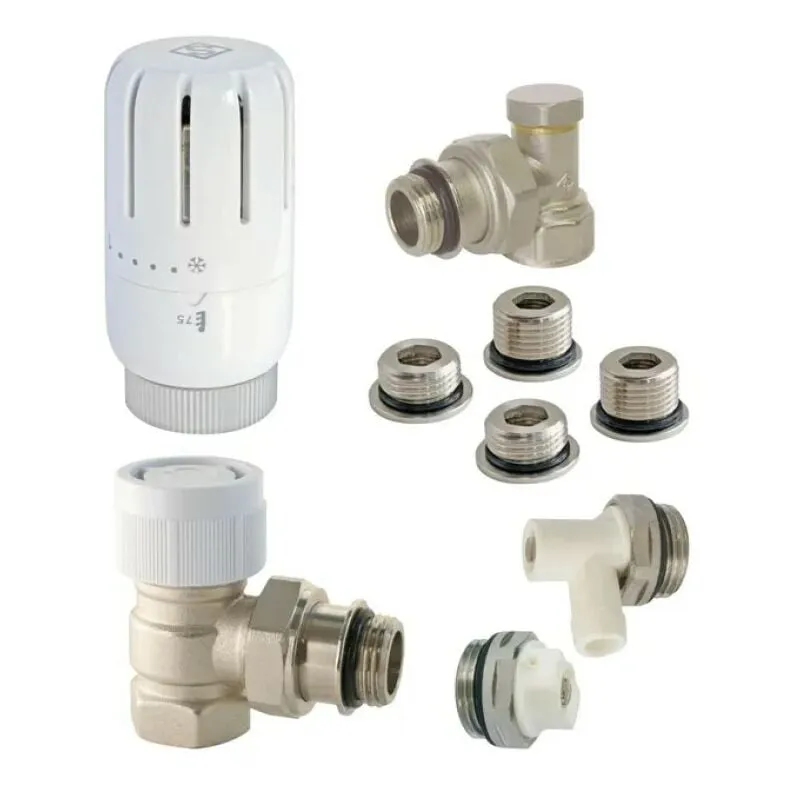 Kit termostatico T301 completo di staffa universale in ottone bianco Somatherm For You