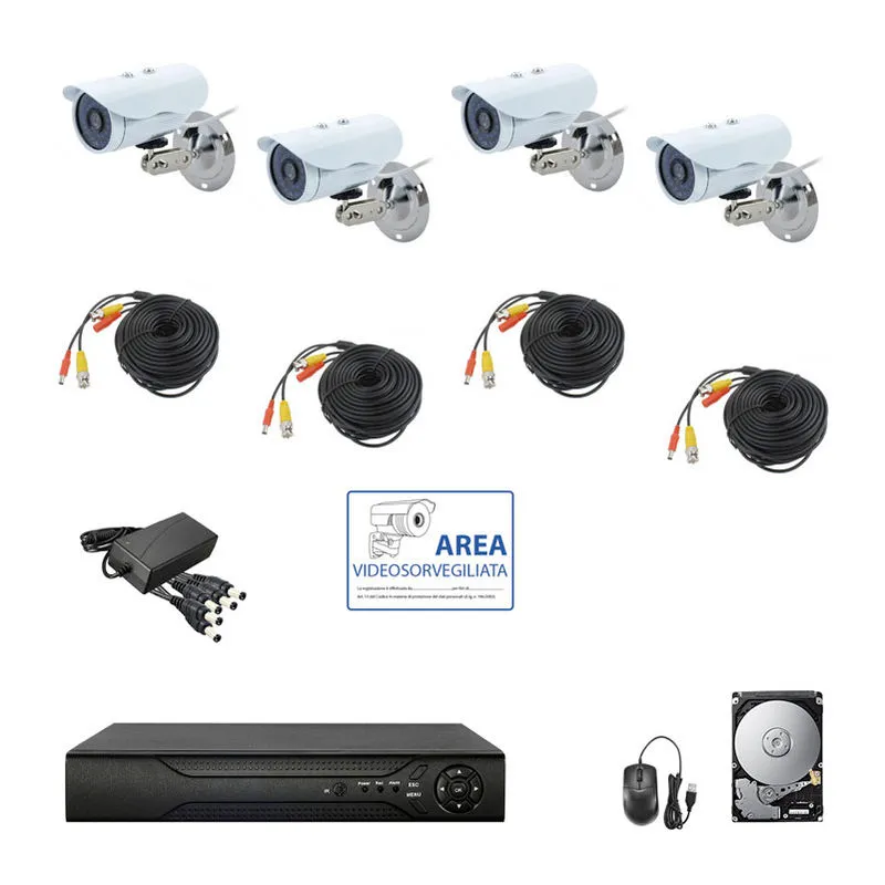 Housecurity - kit videosorveglianza ahd ip cloud dvr 4 canali 4 telecamere hd ir 5 mpx hd 320GB