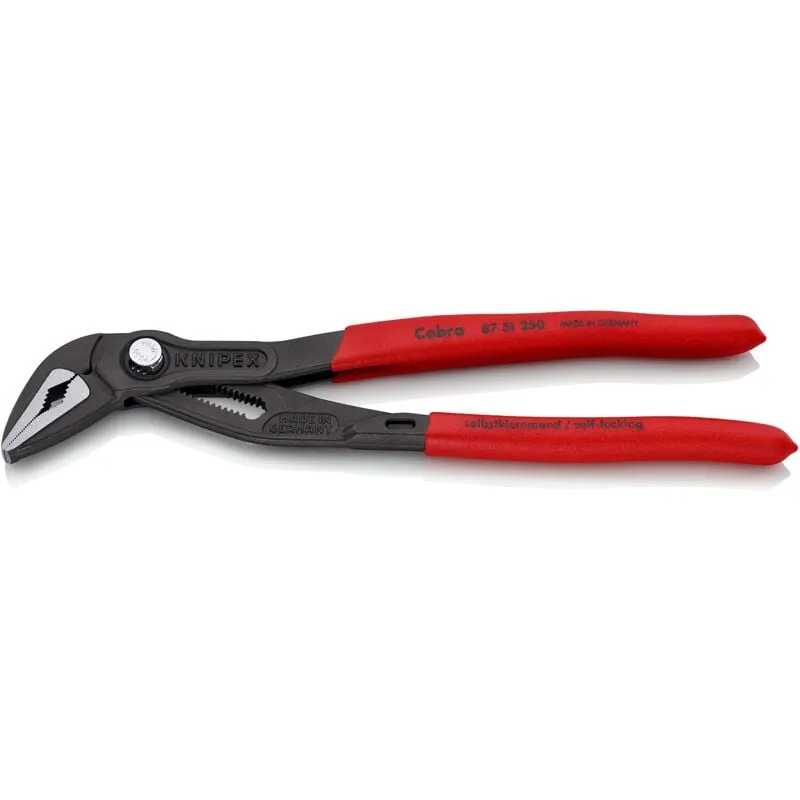 Knipex Cobra Es Pinza Regolabile per Tubi e Dadi Extra-Affusolata Bonderizzata Grigia, Rivestiti in Resina Sintetica Antiscivolo 250 Mm (Confezione