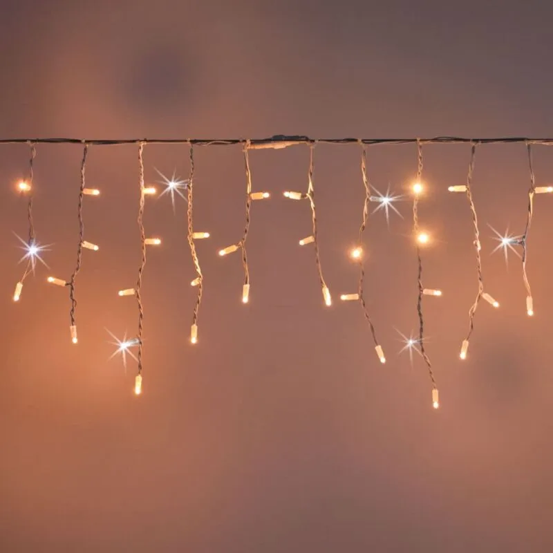 Stalattiti tenda a pioggia 5x0,5 mt con 190 luci di Natale a Maxi Led Bianco Caldo con flash Bianco Ghiaccio IP65 professionale per esterno e interno