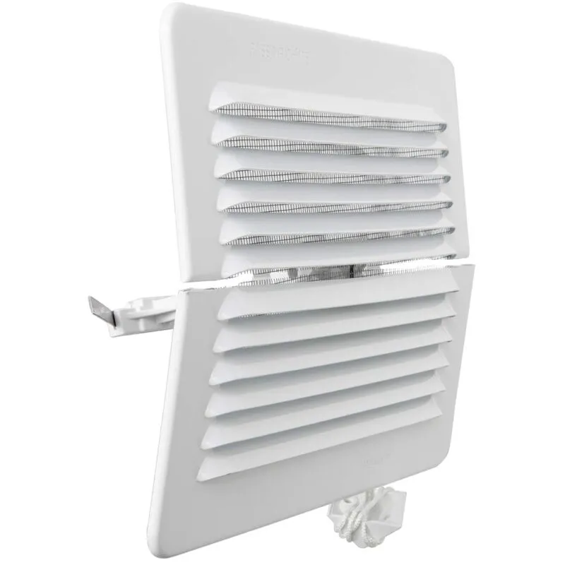LBDFR1916AB Griglia di ventilazione rettangolare pieghevole in Alluminio verniciato bianco con rete antinsetti, dimensioni 193x165 mm - La