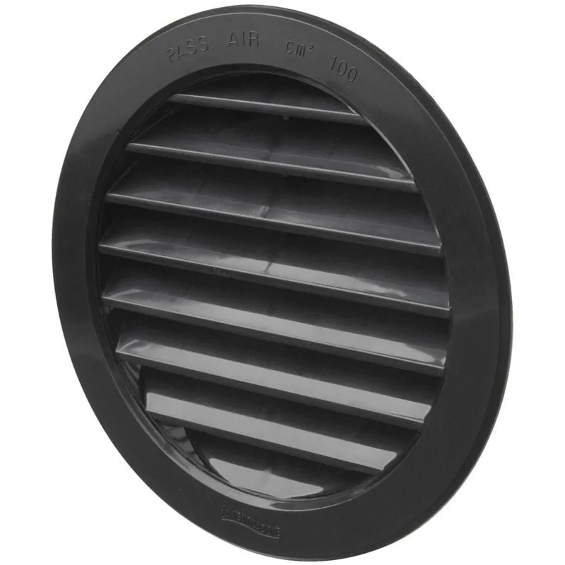 La Ventilazione - T12RN Griglia di Ventilazione Tonda in Plastica da Incasso, Nero, diametro 150 mm