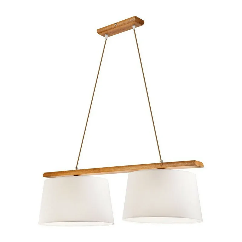 Lamkur Lighting - Lamkur Aida Plafoniera a Sospensione Bar Con Paralume In Tessuto Rovere Rustico, 2x E27