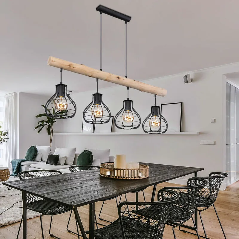 Soffitto pendolo lampada a sospensione filamento legno chiaro bar illuminazione soggiorno sala da pranzo cucina in un set con lampadine a led
