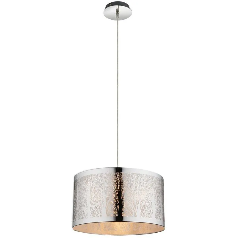 Lampada a sospensione di design con motivo ad albero, lampada a sospensione cromata, illuminazione a soffitto