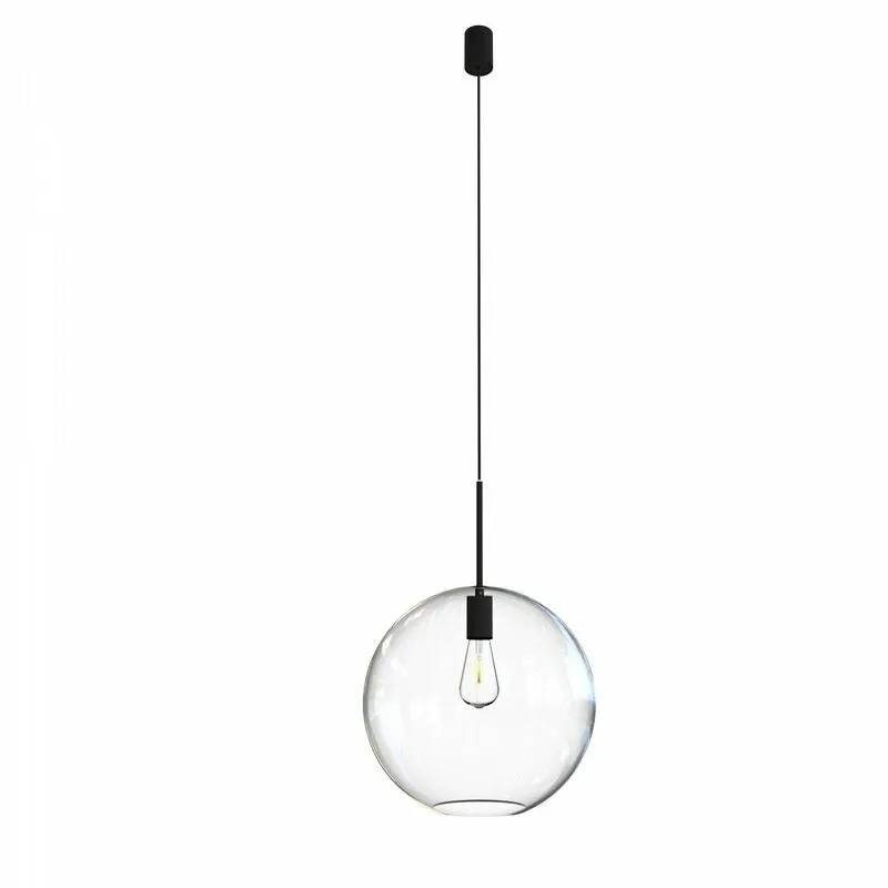 Licht-erlebnisse - Lampada a sospensione in vetro ø 35 cm paralume a sfera altezza regolabile tavolo da pranzo cucina lampada a sospensione - Nero,