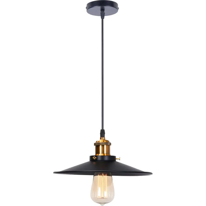 Lampada a Sospensione, Lampadario da Soffitto con Ø26cm Paralume, Illuminazione con Bronzo E27 per Cucina Isaland Camera da Letto (Nero)