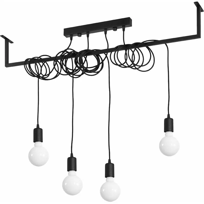Etc-shop - Lampada a sospensione, regolabile in altezza, nera Lampada a sospensione, lampade a fascio, sala da pranzo Lampada a sospensione, nera, 4
