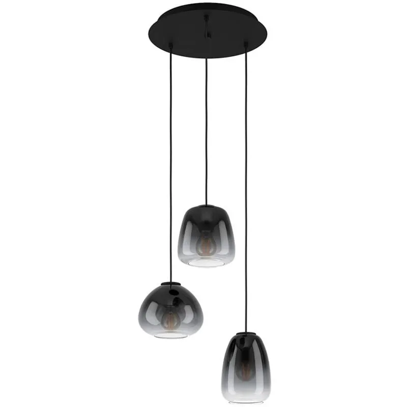 Eglo - Lampadario Contemporaneo Aguilares 3 Luci Pendenti Metallo Nero