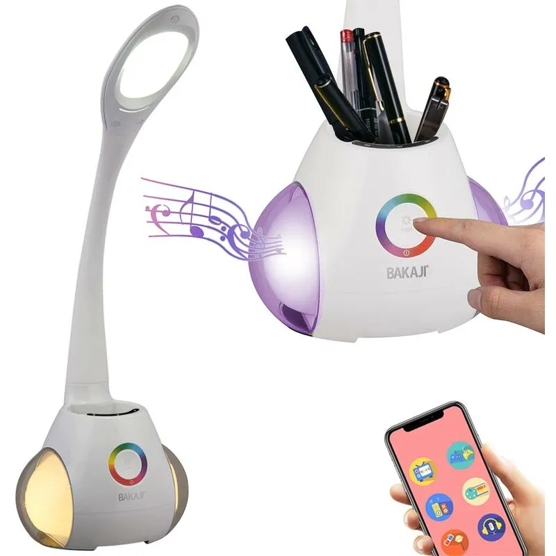 Lampada Cassa Altoparlante Speaker Bluetooth da Tavolo led Touch con Portapenne