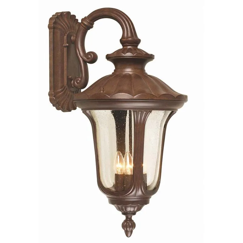 Lampada da esterno lampada da parete lanterna acciaio vetro soffiato h 70 cm bronzo IP44